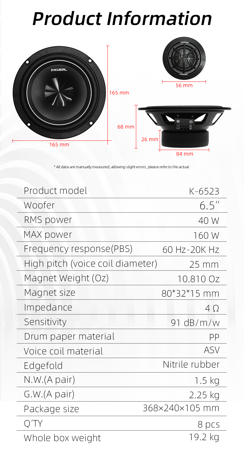 TOP Kuerl PP Cone Material RMS - Car Audio Component Speaker 6.5 ulasan dan harga